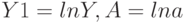 Y1 = lnY, A = ln a