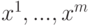 x^1 ,...,x^m