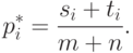 p_i^*=\frac{s_i+t_i}{m+n}.