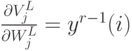 \frac{\partial V_j^L}{\partial W_j^L}=y^{r-1}(i)