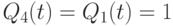 Q_{4}(t) = Q_{1}(t) = 1