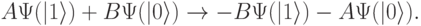 
A\Psi(|1\rangle)+B\Psi(|0\rangle)\rightarrow -B\Psi(|1\rangle)-A\Psi(|0\rangle).
