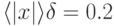 \langle|x|\rangle\delta=0.2