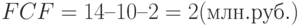 FCF = 14 – 10 – 2 = 2 (млн. руб.)