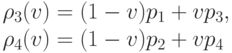 \rho_3(v) = (1-v)p_1+vp_3,\\
\rho_4(v) = (1 - v)p_2 + vp_4