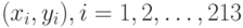 (x_i, y_i), i=1,2,\dots, 213