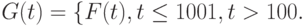 G(t)=
\left\{
F(t), t\le 100 \\
1, t>100.
\right.