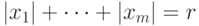 |x_1|+\dots+|x_m| = r