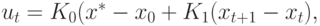 u_{t} = K_{0}(x^*-x_{0}+K_{1}(x_{t+1}-x_{t}),