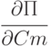 \cfrac{\partial П}{\partial Cm}