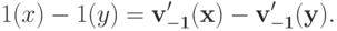 \bvn 1(x)-\bvn 1(y) = \bf v_{-1}^\prime(x) - \bf v_{-1}^\prime(y).