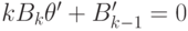 kB_k\theta
'+B'_{k-1}=0