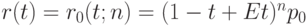 r(t) = r_0(t;n) = (1-t + Et)^np_0 