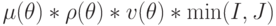 \mu(\theta)*
\rho(\theta)*
v(\theta)*\min(I,J)
