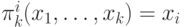 \pi _{k}^{i}(x_{1},\dots ,x_{k})=x_{i}