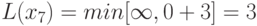 L(x_{7})=min[\infty ,0+3]=3