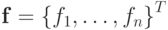 \mathbf{f}={\{f_1, \ldots , f_n \}}^T