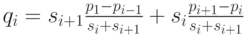 q_i=s_{i+1}\frac{p_1-p_{i-1}}{s_i+s_{i+1}}+s_i \frac{p_{i+1}-p_i}{s_i+s_{i+1}}