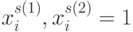 x_i^{s(1)}, x_i^{s(2)} = 1