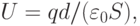 U=qd/(\varepsilon_0 S),