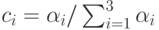 c_{i}=\alpha_{i}/\sum_{i=1}^3\alpha_i