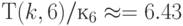 Т(k, 6)/к_6 \approx =6.43