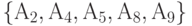 \{А_2, А_4, А_5, А_8, А_9\}