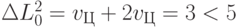 \Delta L^{2}_0 = v_{Ц}+2v_{Ц}  = 3 < 5