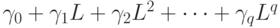 \gamma_{0}+ \gamma_{1}L + \gamma_{2}L^{2} + \dots + \gamma_{q}L^{q}