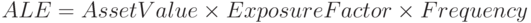 ALE=Asset Value \times Exposure Factor \times Frequency