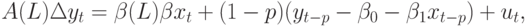 A(L) \Delta y_{t } = \beta (L) \beta x_{t} + (1 - p)(y_{t-p} - \beta _{0} - \beta _{1}x_{t-p}) + u_{t},