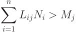 \sum_{i=1}^{n}{L_{ij}N_i} > M_j