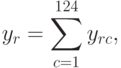 y_{r} = \sum\limits_{c=1}^{124}{ y_{rc }},