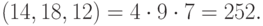 \LCM\left(14,18,12\right)=4 \cdot 9 \cdot 7=252.