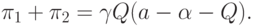 \pi_1+\pi_2=\gamma Q(a-\alpha-Q).