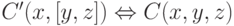 C'(x,[y,z]) \Leftrightarrow  C(x,y,z)
