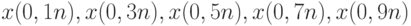 x(0,1n), x(0,3n), x(0,5n), x(0,7n), x(0,9n)