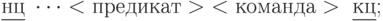\underline{нц}\; …<предикат>\; <команда>\; \underline{кц};