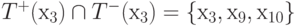 T^{+}(х_{3})  \cap   T^{-}(х_{3}) = \{  х_{3}, х_{9}, х_{10} \}