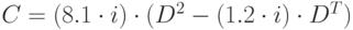 C=(8.1\cdot i)\cdot (D^2-(1.2\cdot i)\cdot D^T)