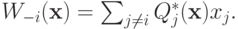 W_{-i}(\mathbf x) = \sum_{j\neq i}Q^*_j(\mathbf x)x_j.