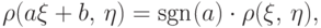 \rho(a\xi+b,\,\eta)=\textup{sgn}\mspace{1mu}(a)\cdot
\rho(\xi,\,\eta),