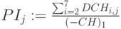 PI_j:=\frac{\sum_{i=2}^{7}DCH_{i,j}}{(-CH)_1}