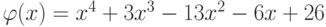 \varphi(x)=x^{4}+3x^{3}-13x^{2}-6x+26