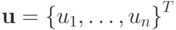 \mathbf{u}={\{u_1, \ldots , u_n \}}^T