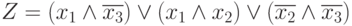 Z = (x_{1}\wedge \overline{x_{3}})\vee (x_{1} \wedge x_{2})\vee (\overline{x_{2}}\wedge \overline{x_{3}})