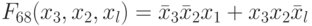 F_{68}(x_{3},x_{2},x_{l}) = \bar{x}_{3}\bar{x}_{2}x_{1} + x_{3}x_{2}\bar{x}_{l}