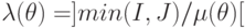 \lambda(\theta) = ]min(I, J)/\mu(\theta)[