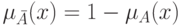 \mu _{\bar A} (x) = 1 - \mu _A (x)